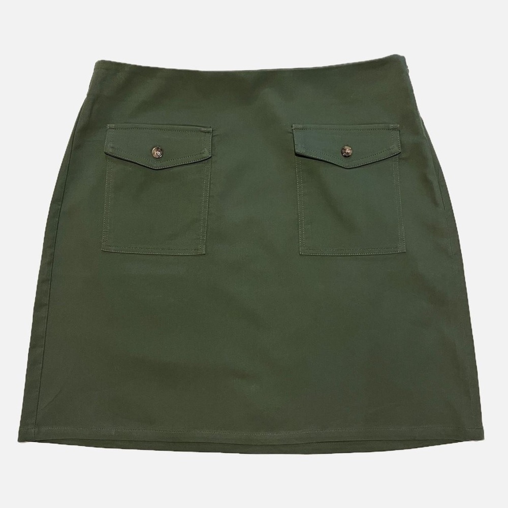 LOFT Petite Button Pocket Shift Skirt in Fresh Thyme - Size 0P